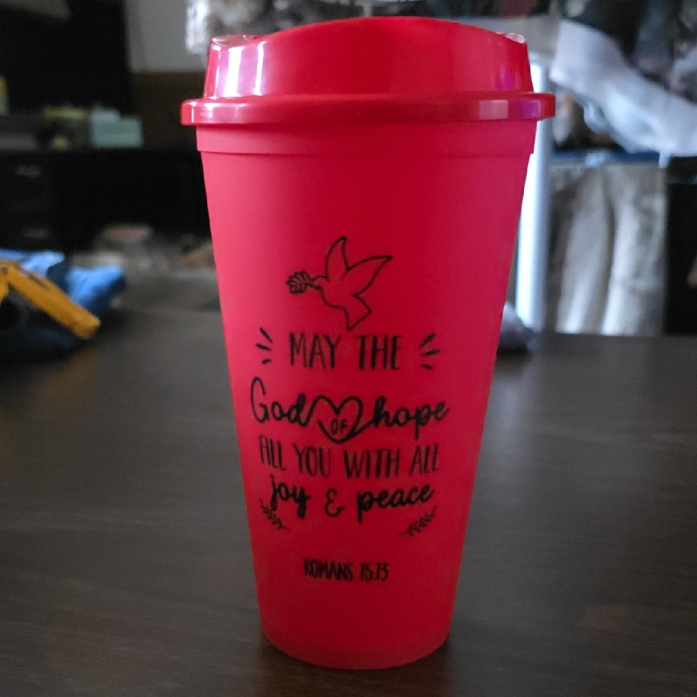 Inspirational Red Tumbler with Quote